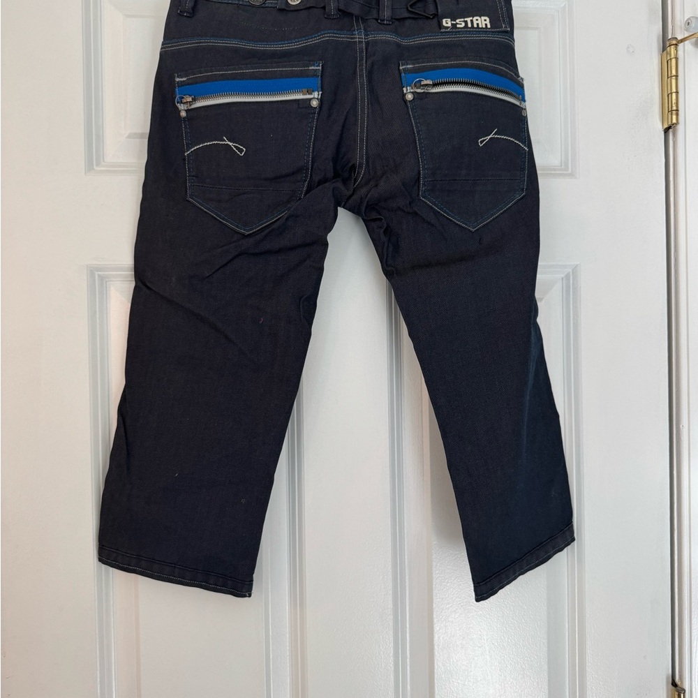 G-Star Women’s Dark Cropped Jeans with Blue Highlights